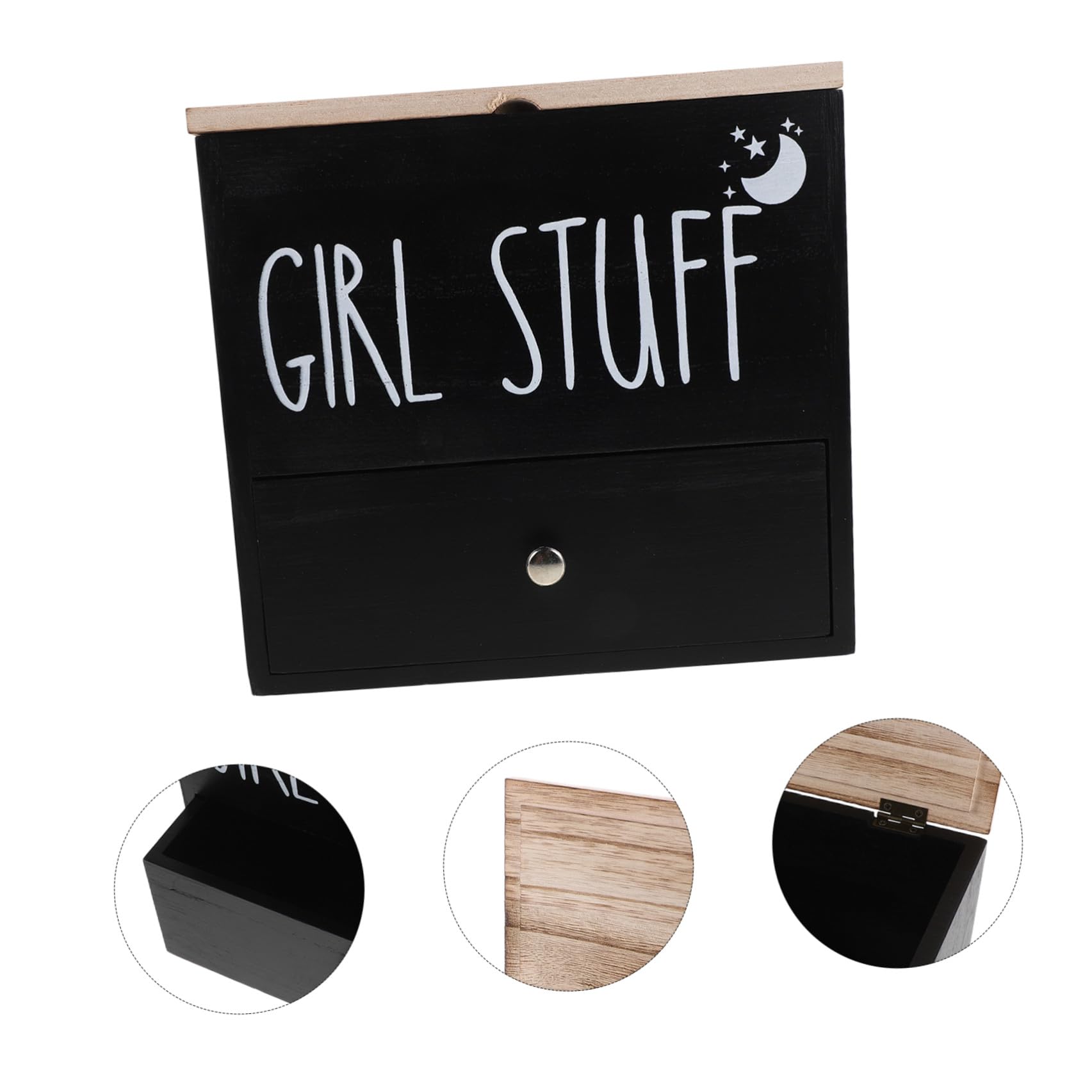 PACKOVE Contenitore per Assorbenti in Legno con Coperchio Scatola Portaoggetti per Prodotti Igienici Organizer per Ciclo Mestruale per Bagno Piccolo Contenitore per Accessori per Bagno