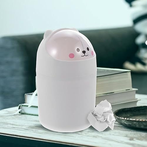 Miniatura 3 de Contenedor de escritorio de plástico con forma de canasta, basura, tocador, animal, caricatura, para cubo, encimera, pequeño, tapa de habitación,