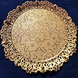 Gold Turkish Round Coffee Tea Serving Tray Decorative Ottoman for Table Bar Outdoor Party Platter De