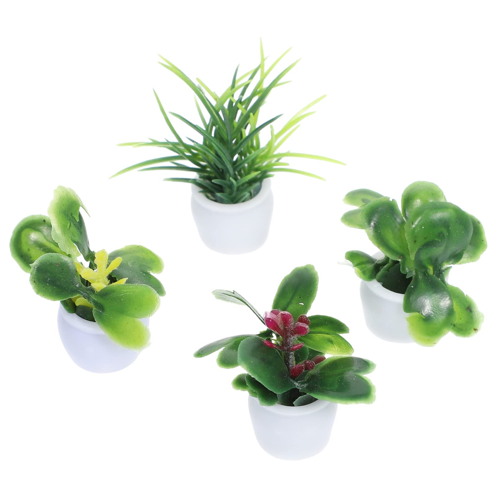 TOYANDONA 4pcs Mini Plant Model Bonsai Potted Ornaments for Desktop Garden Home Decor Living Terrarium Scene