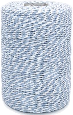 Bakers Twine String Light Blue and White Cotton Twine 656 Feet Butchers Twine for Gift Wrapping DIY Crafts Home Decoration Cooking