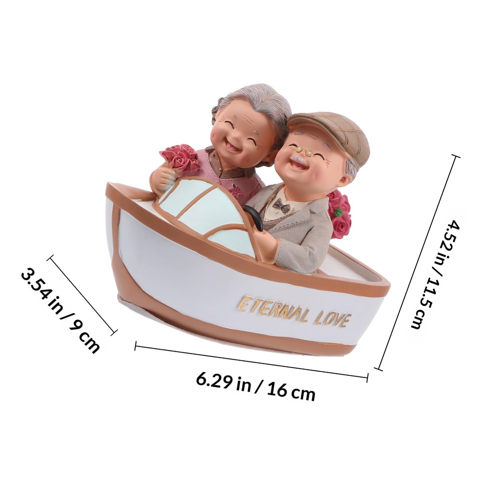 ibasenice Liebevolles Älteres Ehepaar Harz Paar Ornament aus Kunstharz Romantische Tischdekoration für Zuhause und Jahrestag als Geschenk für Großeltern