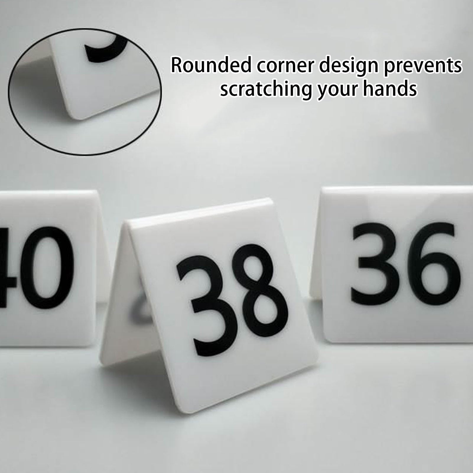 Placas de mesa de acrílico para restaurantes, Números de Mesa Acrílico for Eventos Blanco y Negro 1-70 Doble Cara 8x8cm(White,1~20)
