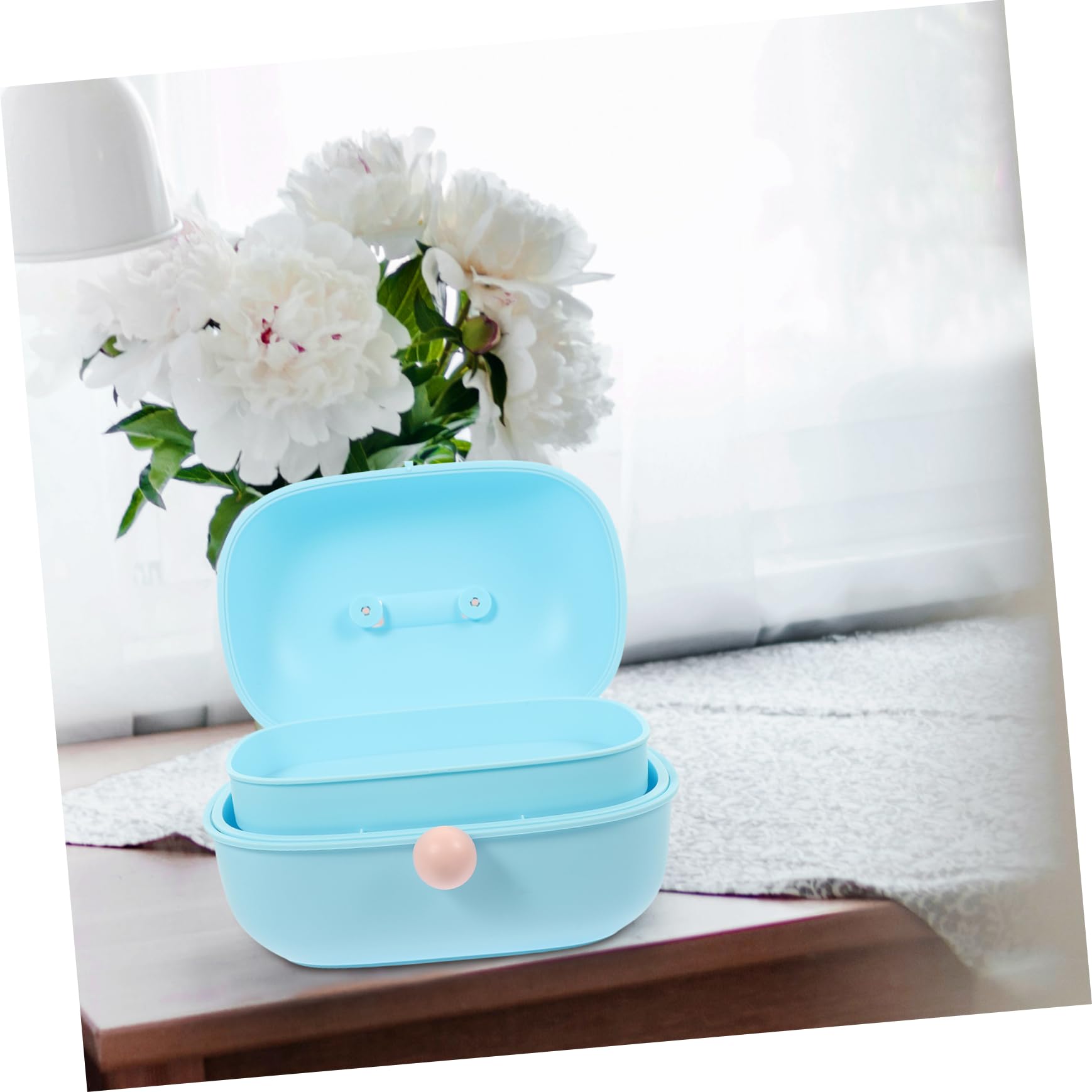 Uonlytech Scatola Organizer Multiuso a 3 Livelli Blu in Plastica | Capacità Ampia, per Bambine e Ragazze, Pratico per Bijoux e Accessori Manicure
