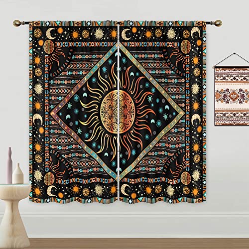 Mitpok Cortinas de mandala hippie com sol ardente indiano Boho para quarto 102 cm L x 160 cm A poleg