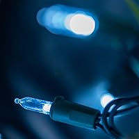 Vista 6 de YULETIME - Luces de Navidad LED de color blanco frío con cable verde, juego de luces de cadena de calidad comercial certificadas por UL de 33 pies