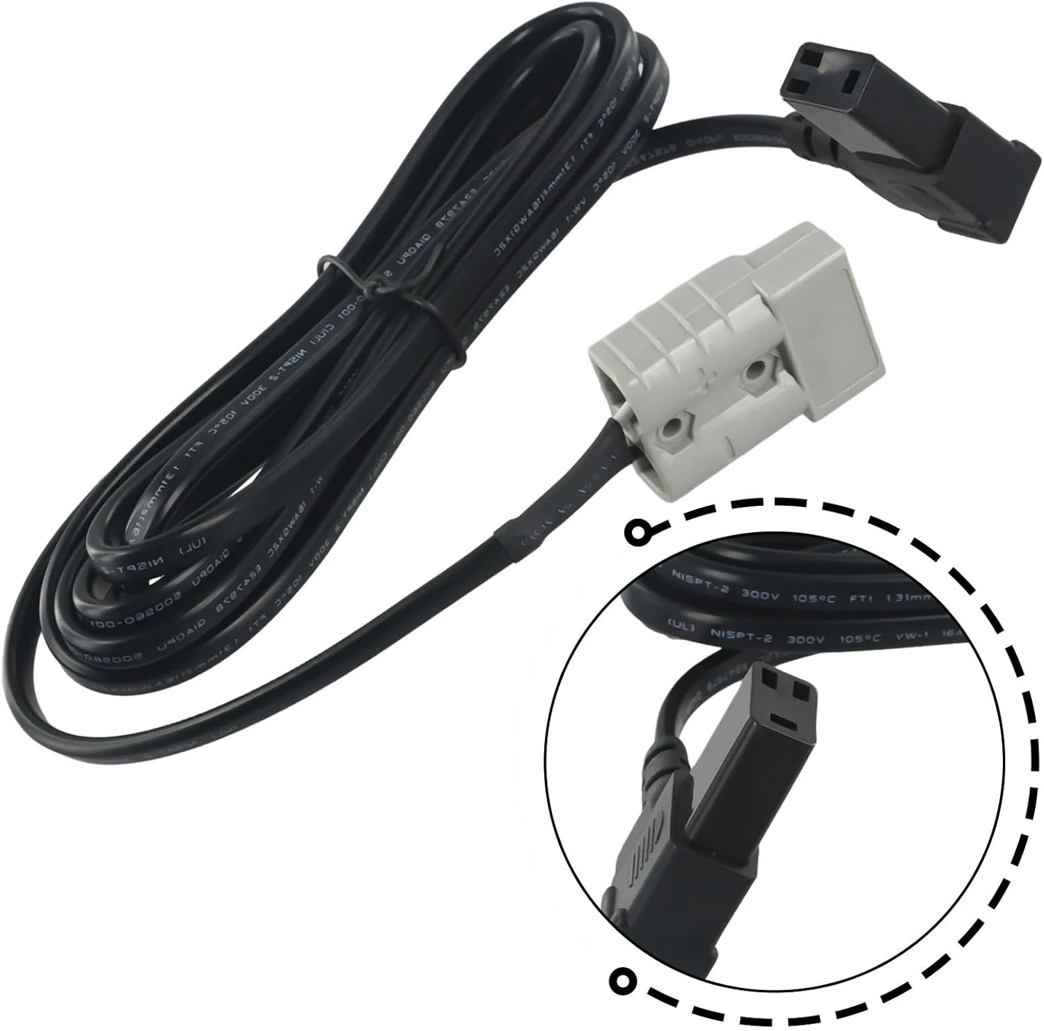 1PCS 12V 180cm Refrigerator Cable Extension Power Cord 16AWG 50A for Anderson Power Cord Set Charging Cable Replacement(2 Holes)