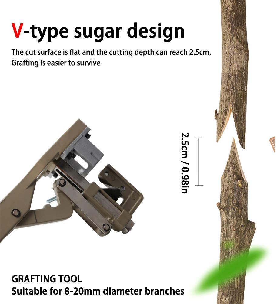 Großes Pfropfwerkzeug für Obstbäume und Reben im Garten, Pflanzenschere, scharfe V-Klinge, Schnitt 5–20 mm Durchmesser, Wurzelstock, Spross