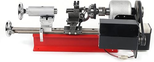 Mini torno de escritorio de bricolaje, 4 mandíbula de 2.559in MT2 fresadora de metal de 2500 rpm DIY Micro máquina de torno de metal de escritorio