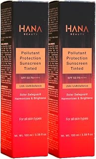 Hana Beauty Pollutant Protection Sunscreen Tinted SPF 50 PA++++ | UVA & UVB Protection | Quick Absorbing | Sweat Resistant... Price In India