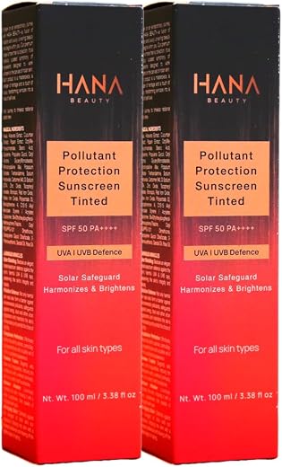 Hana Beauty Pollutant Protection Sunscreen Tinted SPF 50 PA++++ | UVA & UVB Protection | Quick Absorbing | Sweat Resistant...