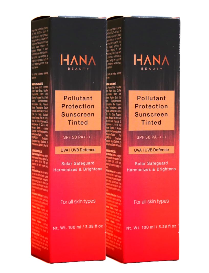 Hana Beauty Pollutant Protection Sunscreen Tinted SPF 50 PA++++ | UVA & UVB Protection | Quick Absorbing | Sweat Resistant...