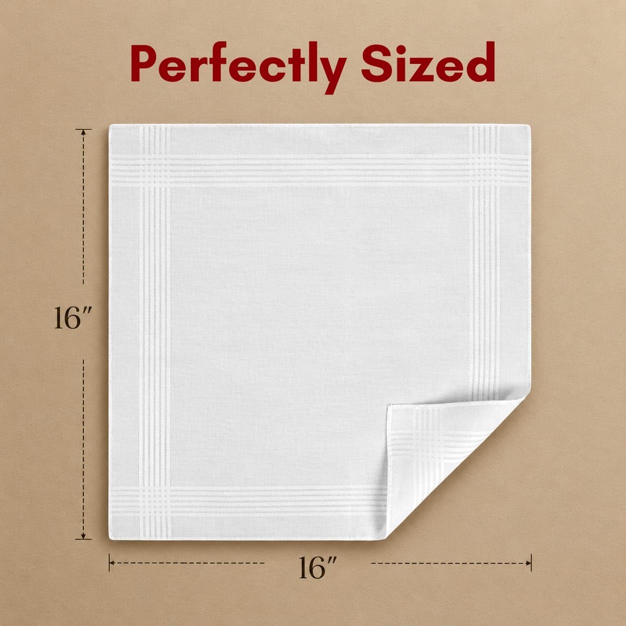 Men's White Handkerchiefs - 65% Polyester 35% Cotton, Soft Absorbent Reusable - Permanent Press Pocket Square Hankies 16x16 Inch (Set Of 12)