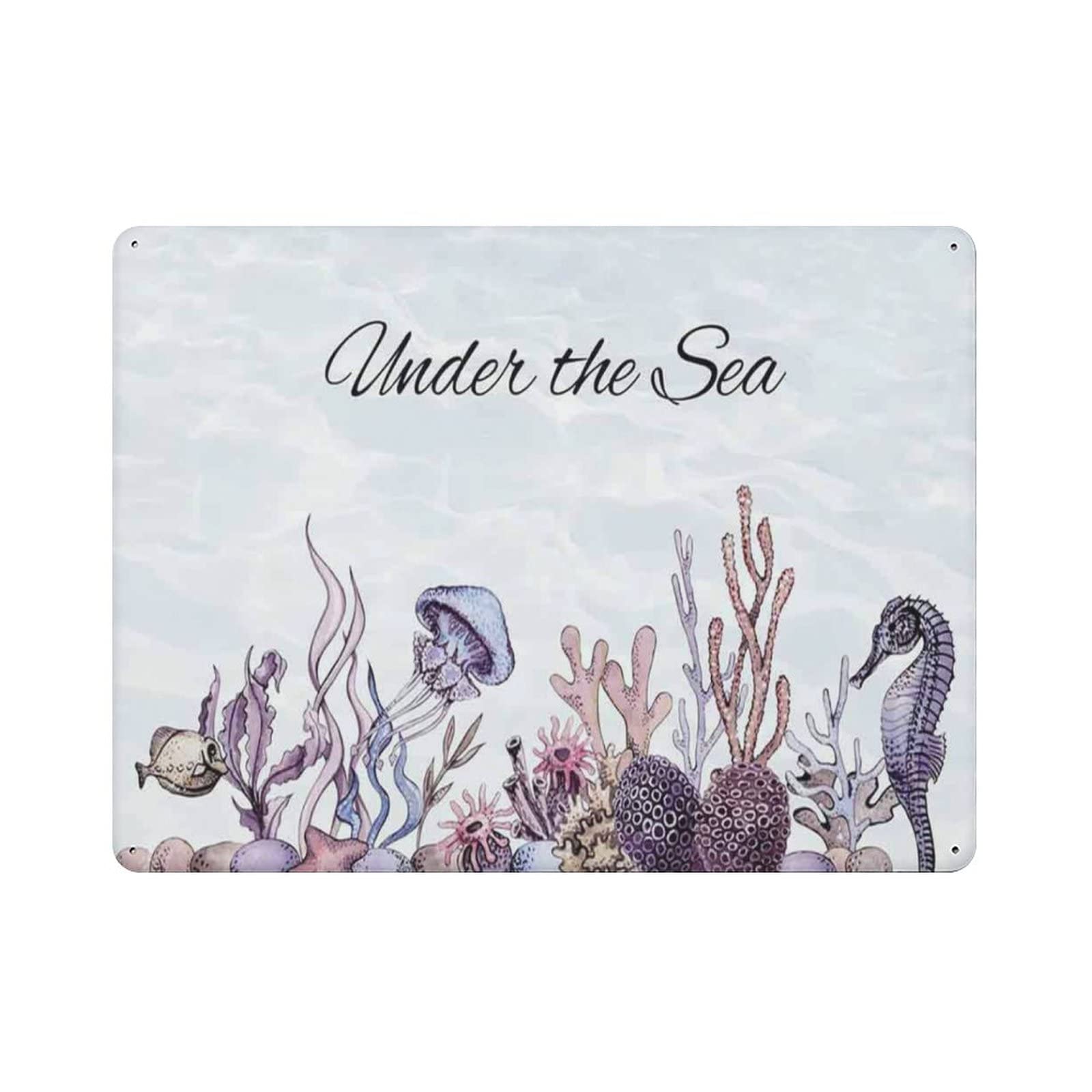 DJNGN Under The Sea Retro Metal Sign Wall Tin Posters Home Wall Art Bar Cafe Bathroom Kitchen Garage Garden Farm Man Cave Decor Novelty Gifts