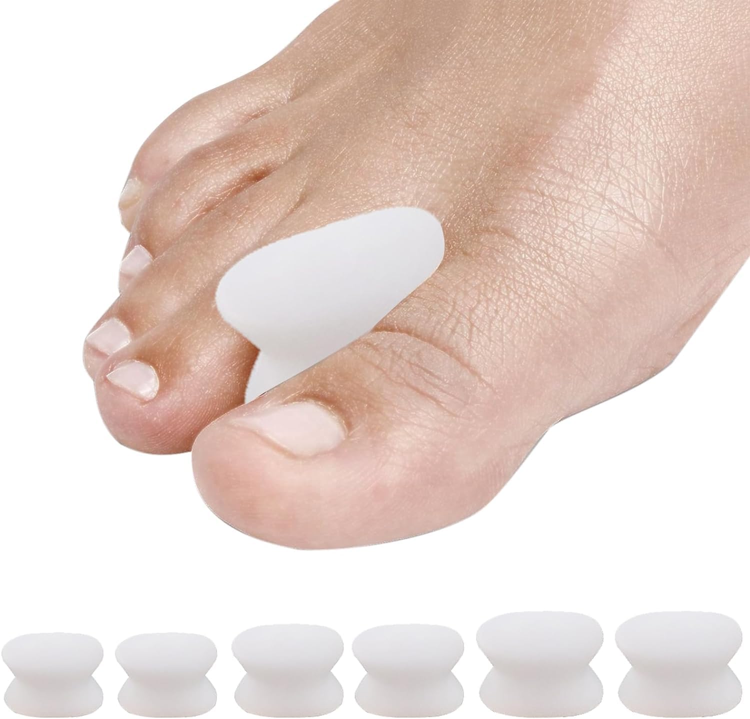 Simsky Juego de 6 Separadores de Dedos, Separadores de Silicona Suave para Corrector Juanetes, Protectores de Dedos de los Pies, para Alivio de la Presión Del Dedo Del Pie y Dolor, Tres Tamaños