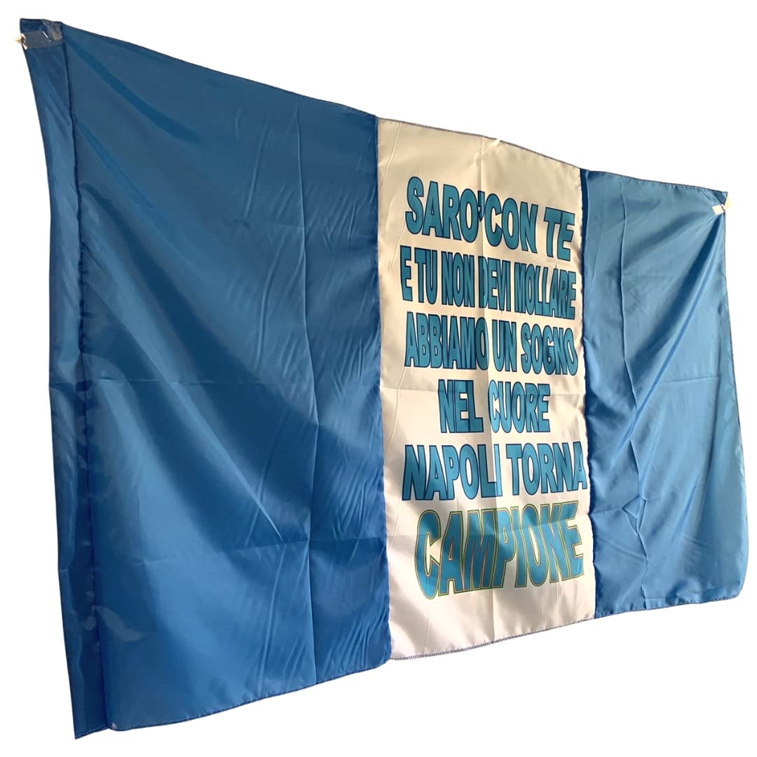 NARAMAKI Bandiera del Napoli 90x150con Passante per Asta - Ideale per Tifoseria di Calcio (Bandiera con Te)