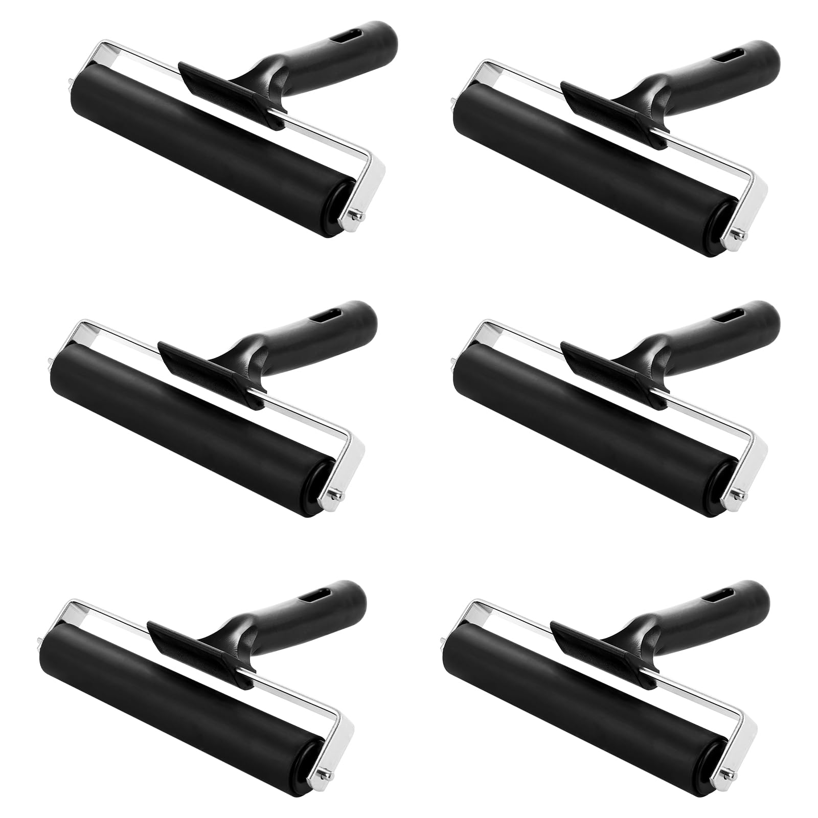 GBACHOOSE 6 PCS Rubber Brayer Roller, 6 Inch Brayer Roller for Crafts, Paint and Ink Roller for Printmaking Stamping Scrapbooks