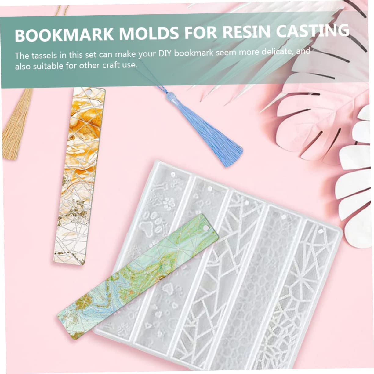 LIFKOME 4 Ensembles Moule à Signet Silicone Non Adhésif DIY avec Glands de Formes pour Artistiques Résine Époxy et Accessoires de Fournitures Scolaires
