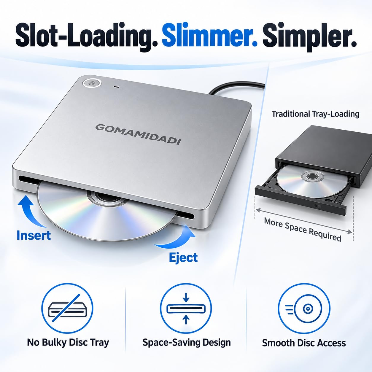 USB 3.0 & Typ-C Externes DVD-CD-Laufwerk, tragbarer Brenner und Leser für Laptop, PC, Mac, Windows 11/10/8/7, Plug & Play, leichtes Design für Zuhause, Büro und Reisen