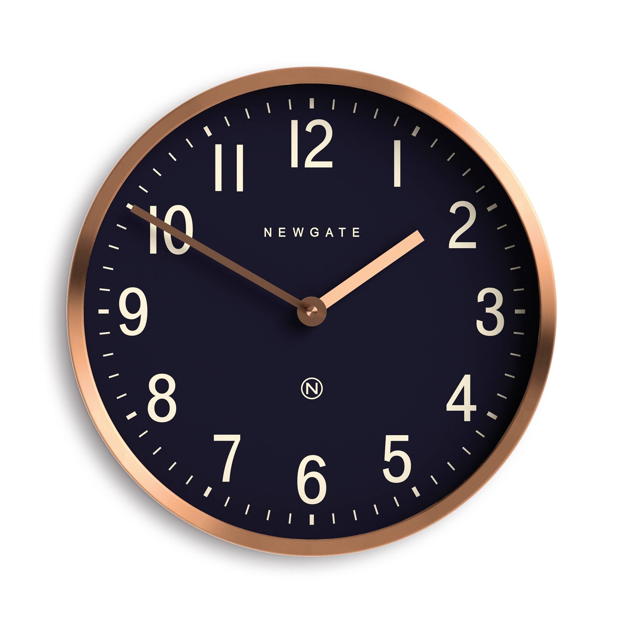 NEWGATE® Master Edwards Wall Clock - Metal Clock - Analog Wall Clock - Mid Century Clock - Kitchen Wall Clock - Round Wall Clock - Easy to Read - British Design (Copper Reverse Dial)