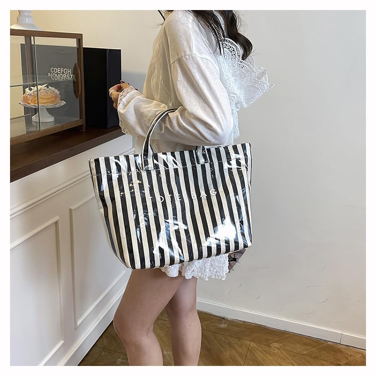 Image of Lushandy PVC Tote Bag for Women Jelly Beach Bag Top Handle Hobo Handbag | Water-Resistant, Wipe Clean, Lightweight