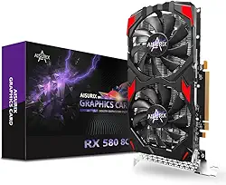 Placa gráfica Kelinx AISURIX RX 580, 2048SP, Real 8GB, GDDR5, 256 bits, placa de vídeo para games PC, 2XDP, HDMI, PCI Express 3.0 com parada de ventilador congelado para computador desktop gamer GPU