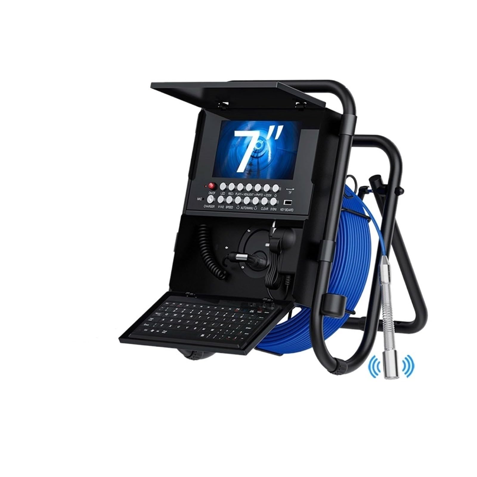 Sewer Camera, 7" DVR Sewer Endoscope Camera with (512HZ Locator Self-Leveling) Meter Counter Piping Drain Pipe Inspection(30m,512HZ Self-Leveling)