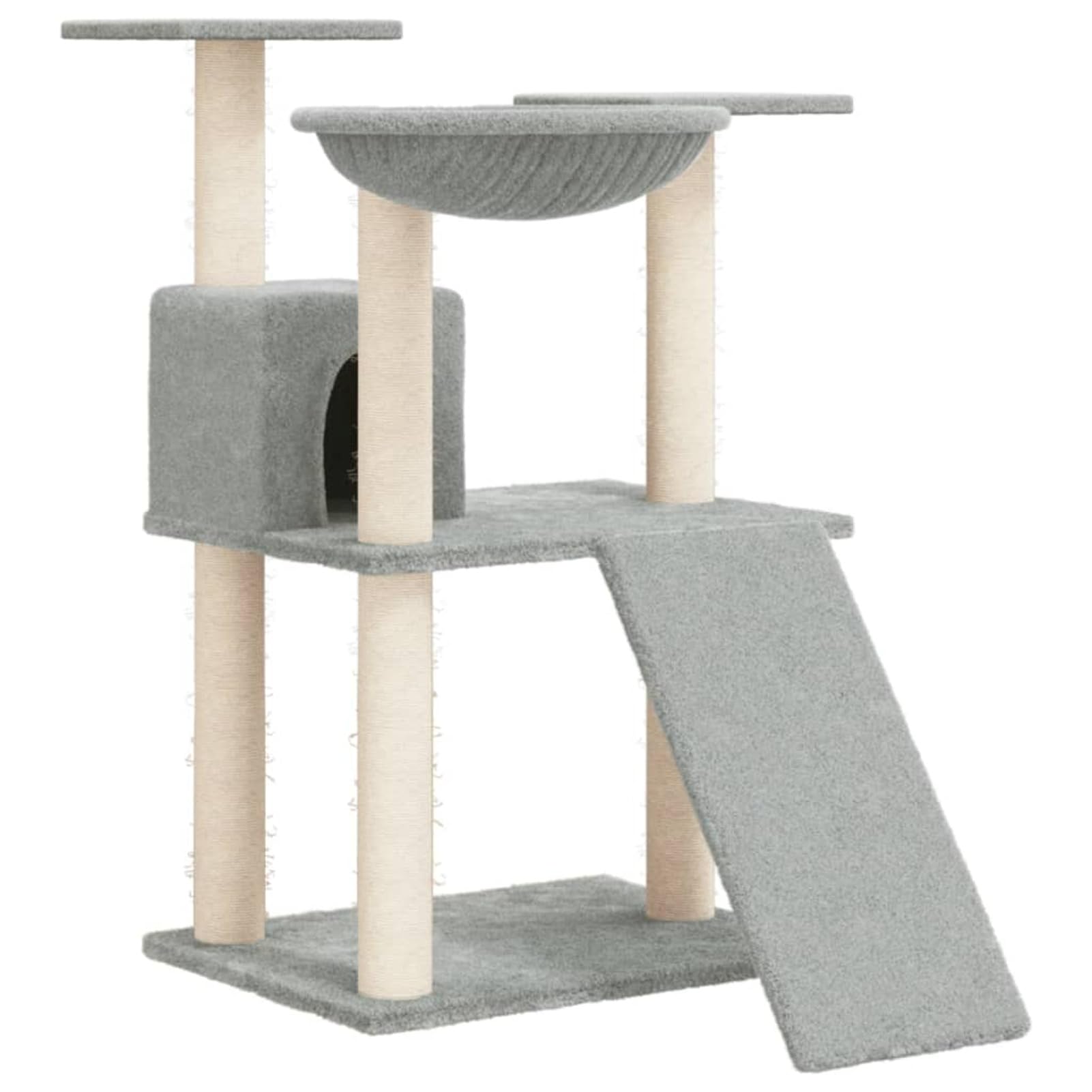 Rascador para Gatos con Postes de sisal, ZEYUAN Rascador Gato, Arbol Rascador para Gatos, Gatos Accesorios, Torre Gatos, Arranhador para Gatos, Casa para Gatos, Gris Claro 83 cm