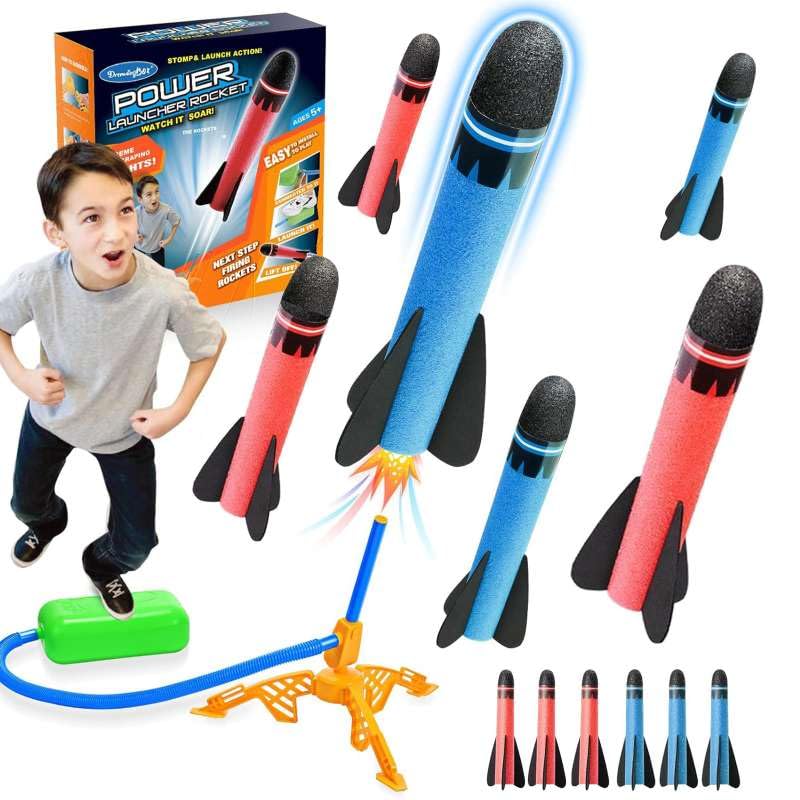 AnchFnny Foam Stomp Kite Rocket Launcher for Kids,Rocket Toys (6 Rockets)