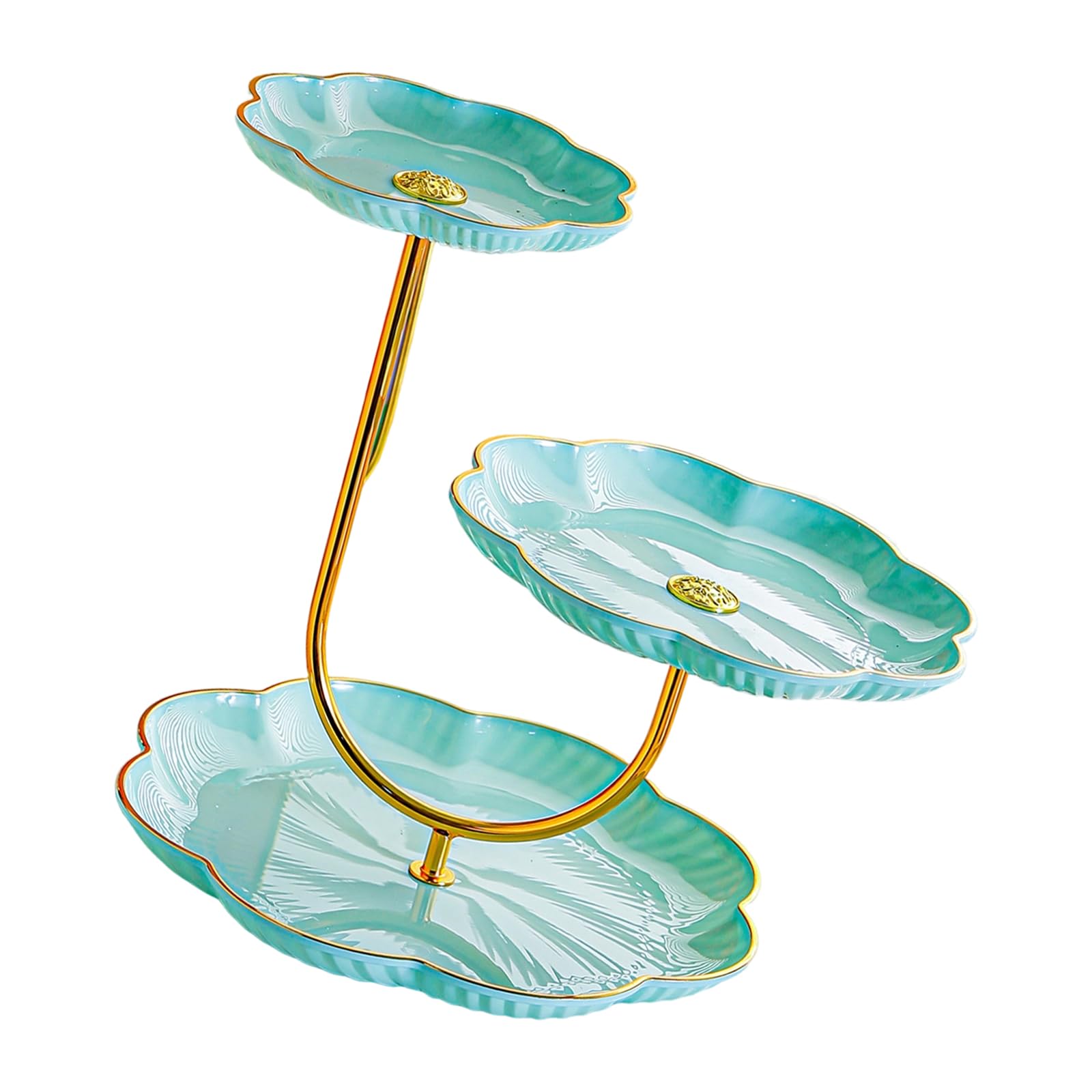 PANGBOER Pastry Display Stand with Gold-Tone, 3 Tiers Serving Trays Fruit Platter Cupcake Dessert Plate for Tea Table Use Dessert Stand Fruit Tray Pastry Display Tea Table Serving Tray Party Home