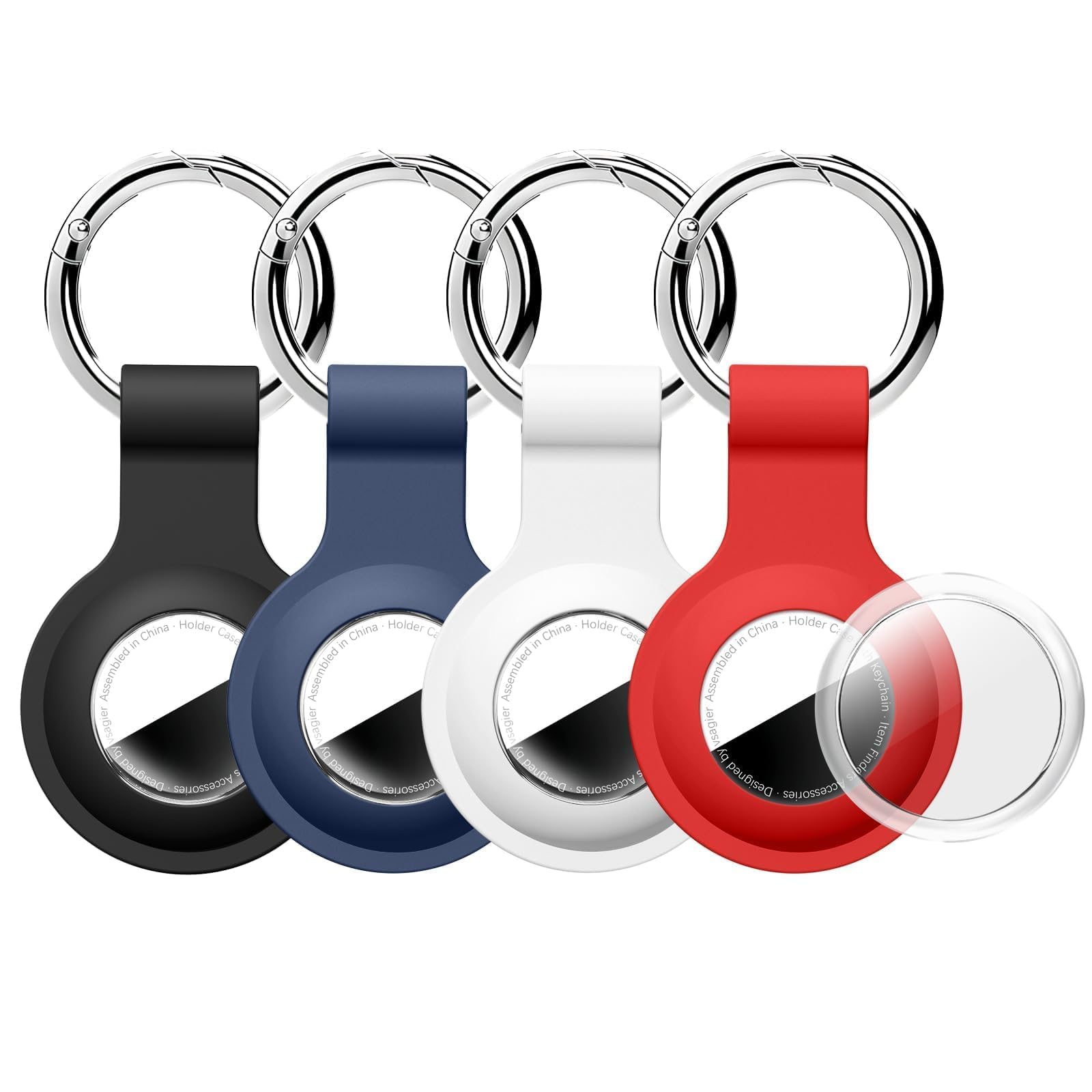Vsagier Upgrade for Air Tags-4 Pack for Apple for AirTag Holder Case Keychain Full Coverage [Anti-Scratch & PC+Silicone] for Air Tag Key Ring Cases