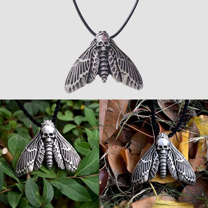 Wixine 2Pcs Skull Head Moth Necklace Animal Pendant Lady Necklace4