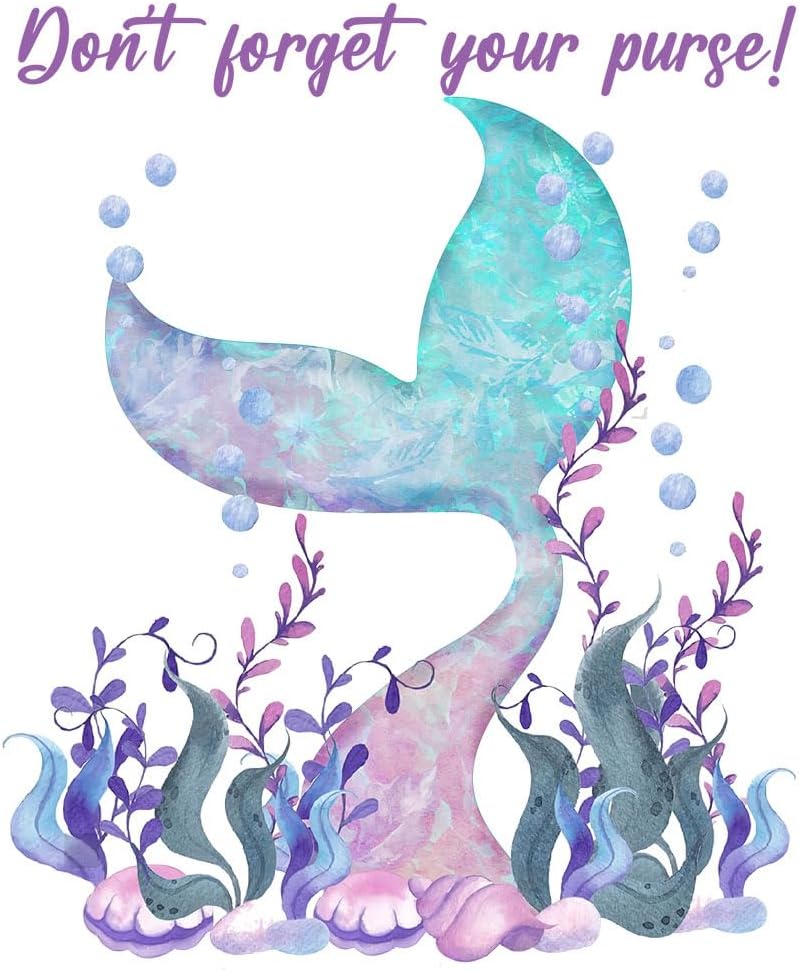Underwater World Fish Tail Toilet Cover Sticker Decals,Fish Mermaid Seaweed Waterproof Toilet Lid Tank Seat Decals Cistern Self-Adhesive Bathroom Wall Sticker, Transparent, Paleery@FC-001