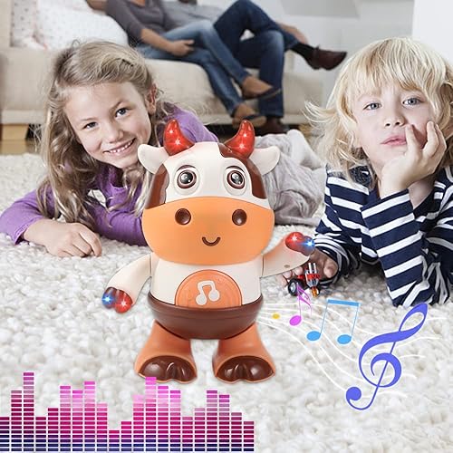 Miniatura 4 de Fiopet Juguetes musicales de vaca bebé juguete de vaca bebé que baila con música y luces LED juguete de desarrollo interactivo de aprendizaje para