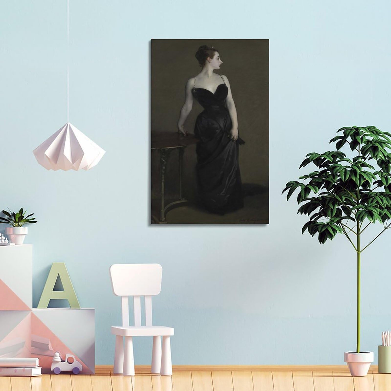 Stampa artistica da parete su tela, motivo: cantante Sargent-Madame X (Madame Pierre Gautreau), John Singer Sargent, decorazione moderna (50 x 75 cm)