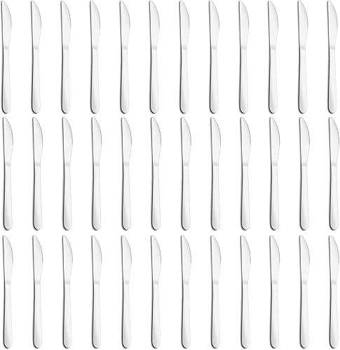 Juego de 36 cuchillos de mantequilla, juego de cuchillos de cena (22.86 cm), cuchillo de mesa de acero inoxidable de grado alimenticio, cubiertos de