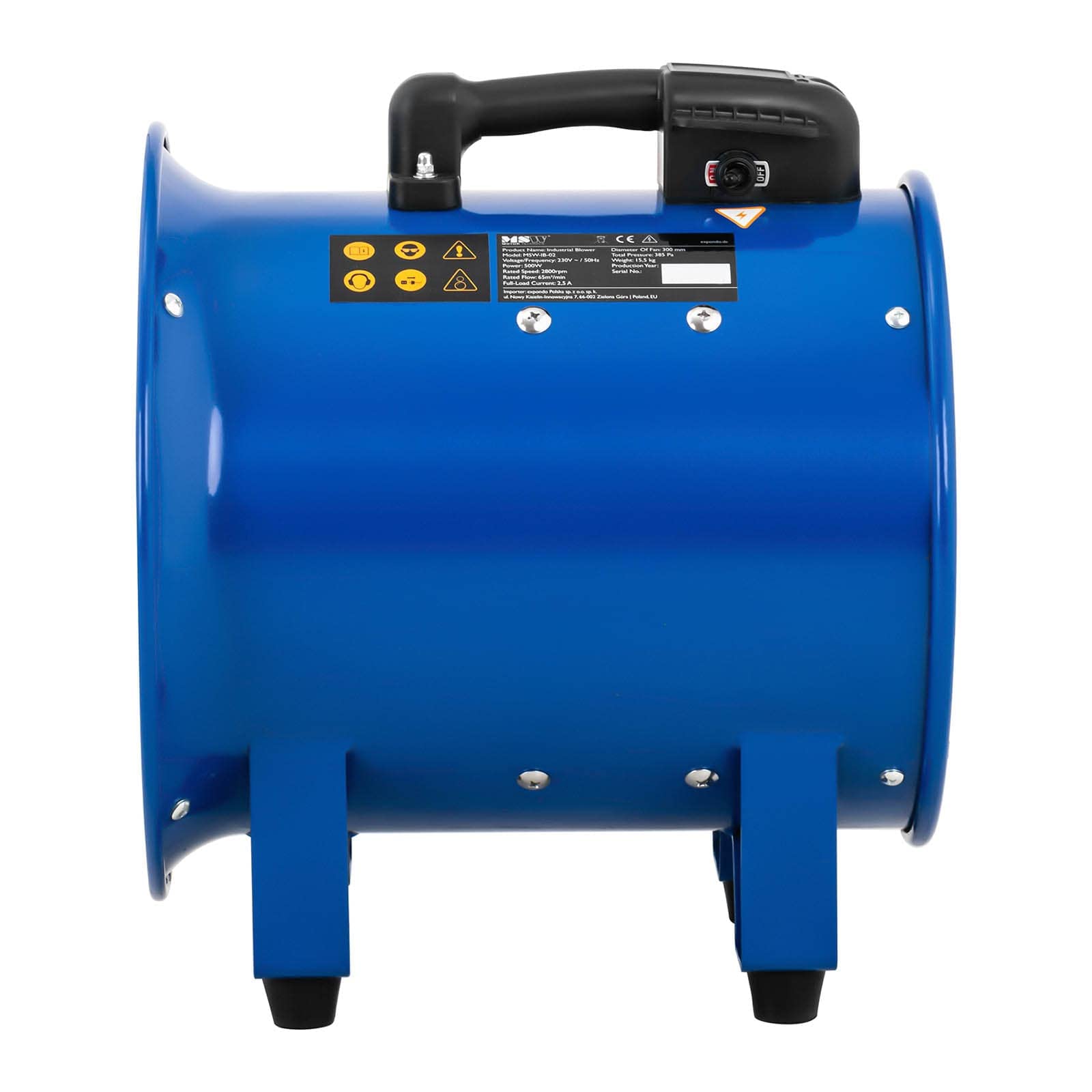 MSW Ventilatore Soffiatore Industriale Ventola Assiale Portatile MSW-IB-02 (2800 RPM, 3900 m³/h, 300 mm)