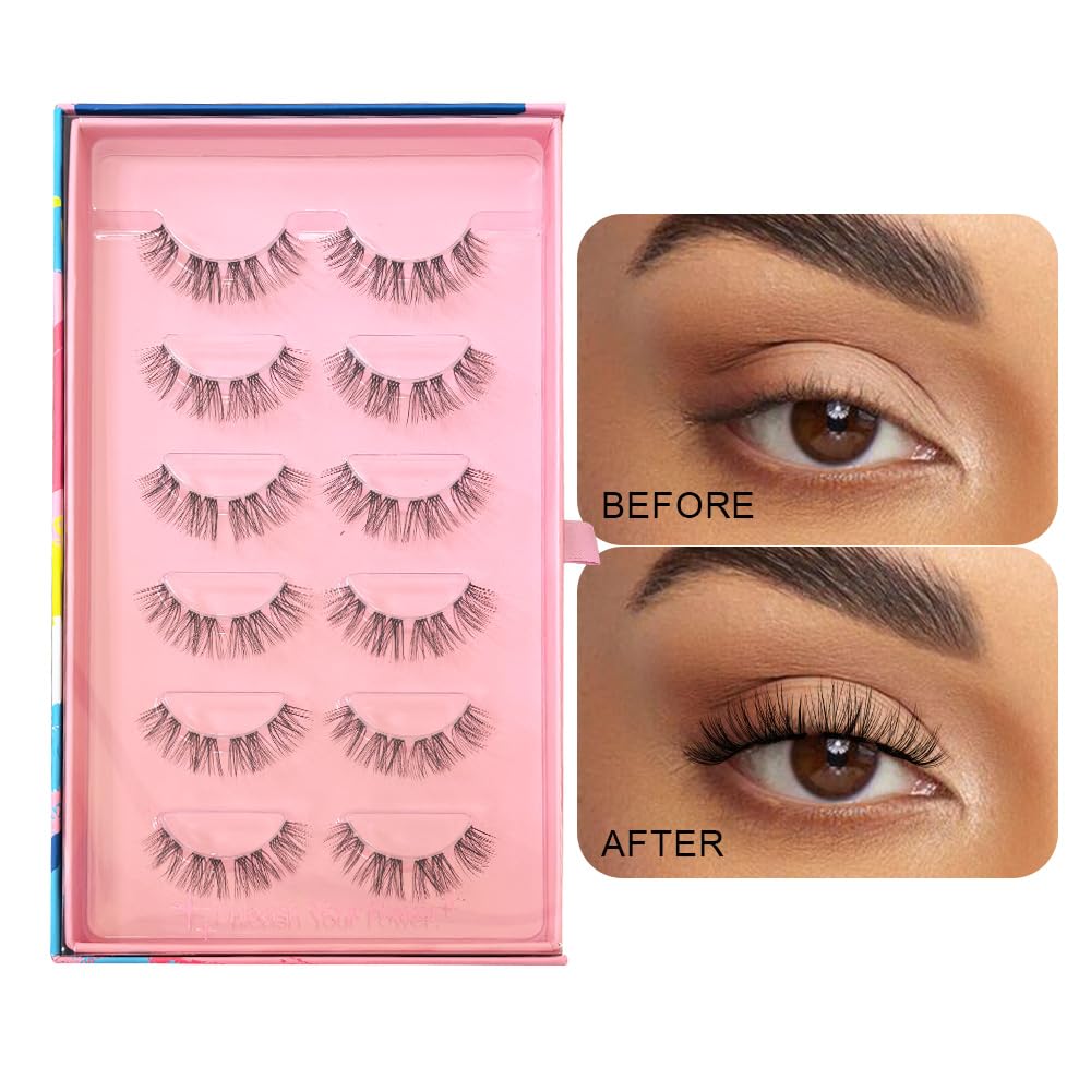 SY SHUYING False Eyelashes, Natural Look Wispy CC Curl Lashes, Clear Band Strip Lashes That Look Like Extensions - Image 2
