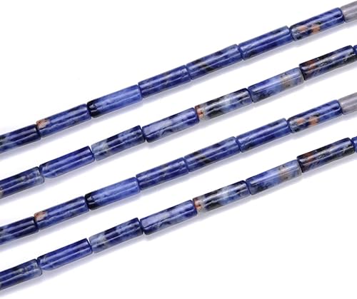 Miniatura 10 de Adabele - 2 hebras de piedras preciosas curativas de lapislázuli azul natural de 0.512 in x 0.157 in, tubo redondo, cuentas de piedra espaciadora de