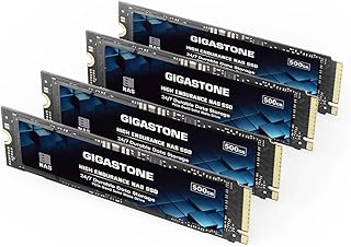 Gigastone M.2 2280 NAS SSD 500 GB (pacote com 4) PCIe 3.0 geração 3x4 24/7 alta resistência 2.100 MB/s para armazenamento conectado à rede, data center, nuvem pessoal, NVMe, unidade de estado sólido