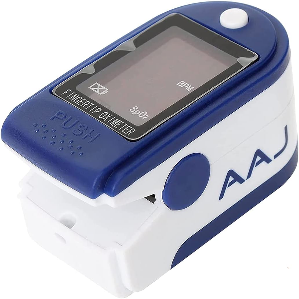 AAJ Finger Pulse Oximeter | Portable Oxygen Level Monitor with LED Display | Blood Oxygen Saturation Monitor | Includes Carrycase 2x AAA Batteries and Lanyard