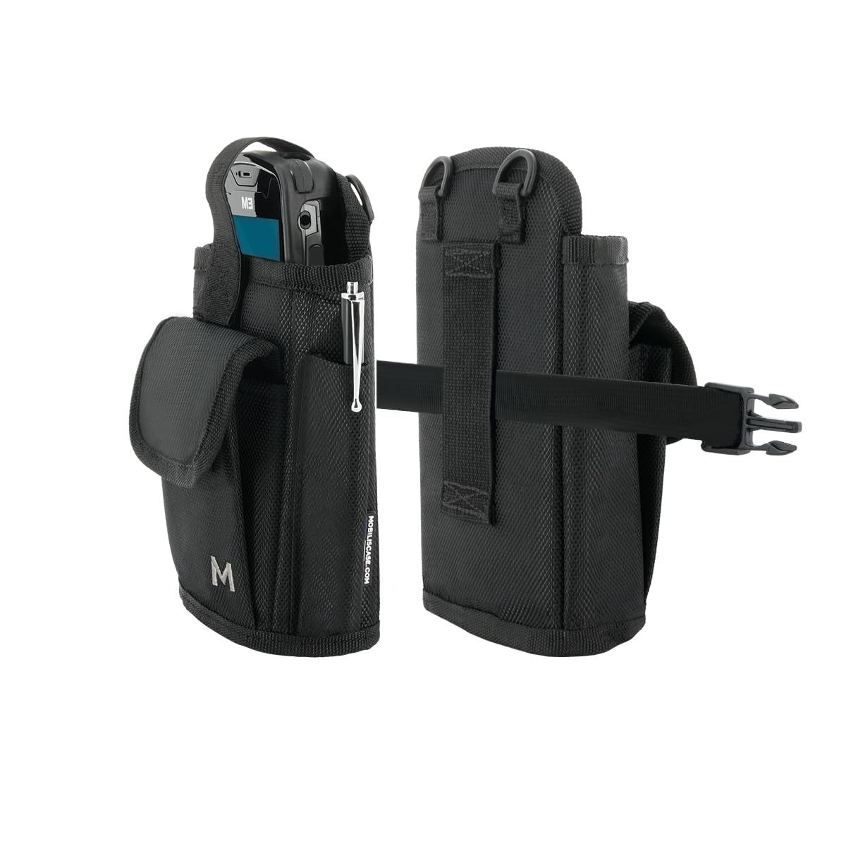 MOBILIS Holster pour Terminal de Saisie & Smartphone Ceinture et Poche Accessoires Système Mains Libres Taille M (Taille Max Appareil 10 x 16 x 3.5 cm)