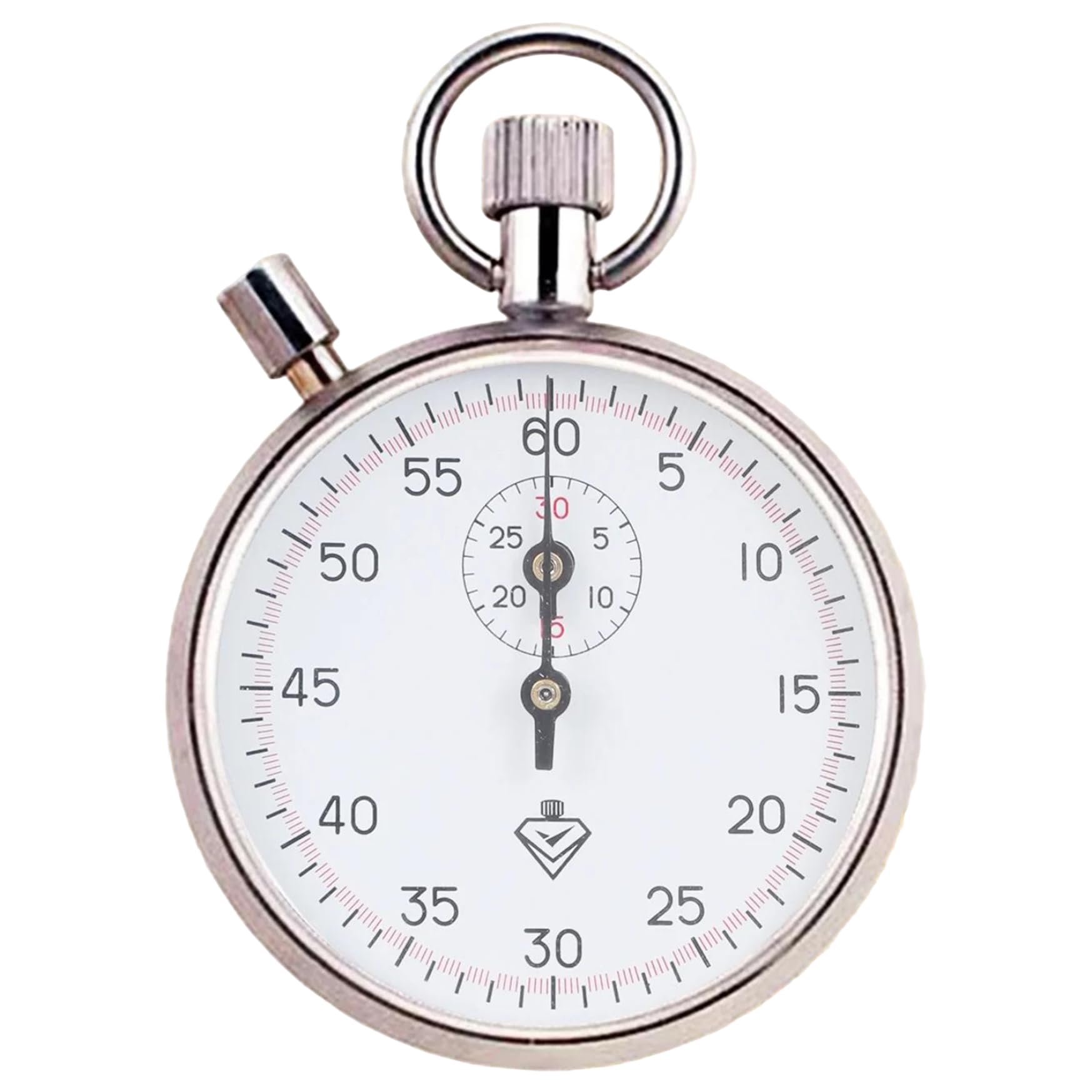 Stainless Steel Mechanical Analog Stopwatch, Handheld Timer with Pause for Running Training Experiments