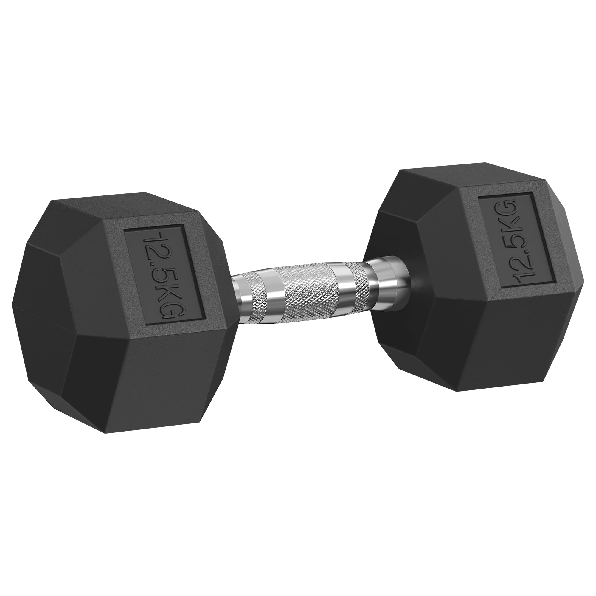 SONGMICS Dumbbell, 12.5 kg Hex Hand Weight, Rubber Coated Cast Iron