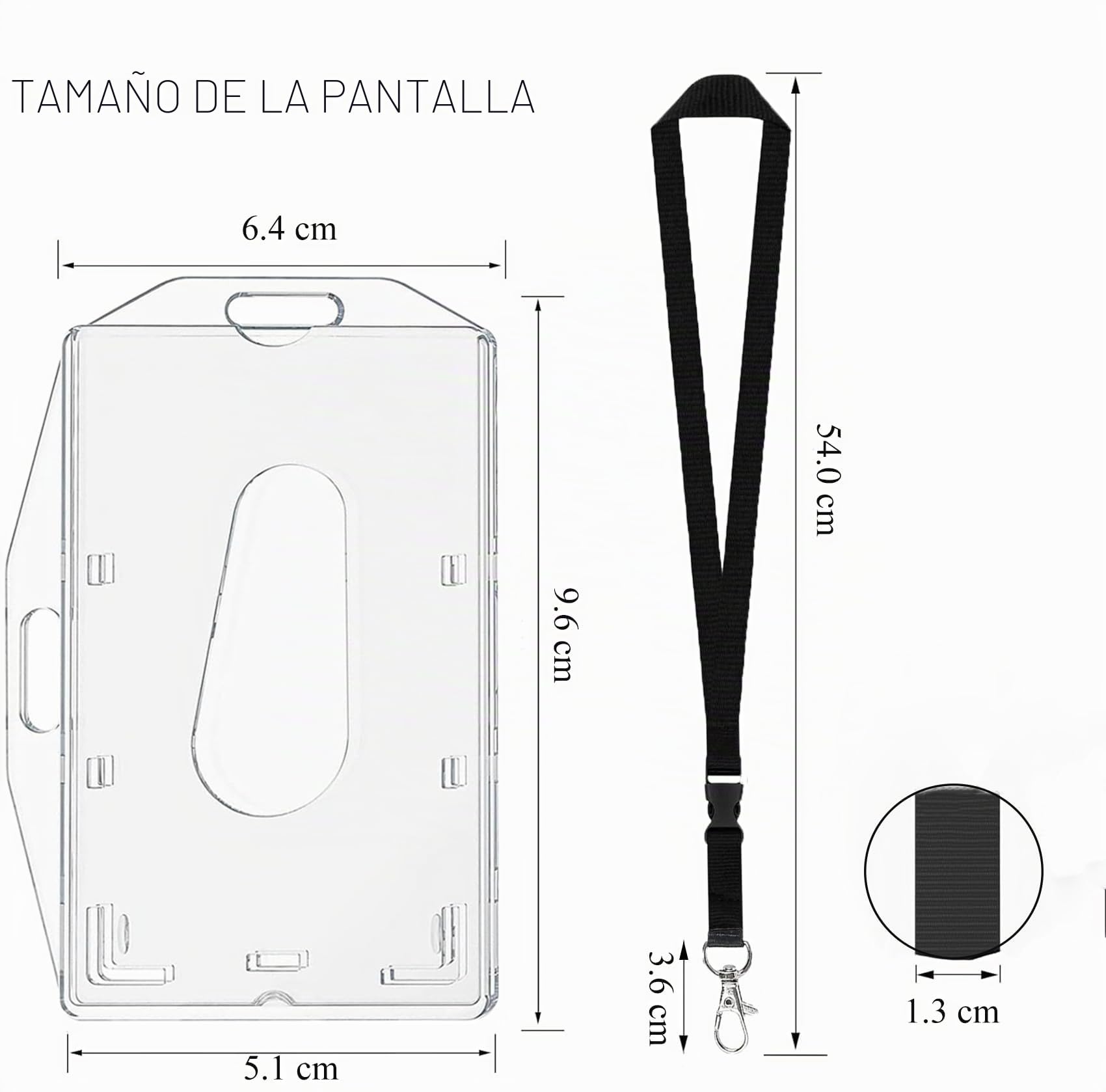 Fhlbestyu 1/2 Set Porta Tarjetas Identificativas Lanyard, Porta Tarjetas Colgante Diáfano, ID Card Badges Holder para Tarjeta Tráfico, Crédito, Escuela, Oficinas
