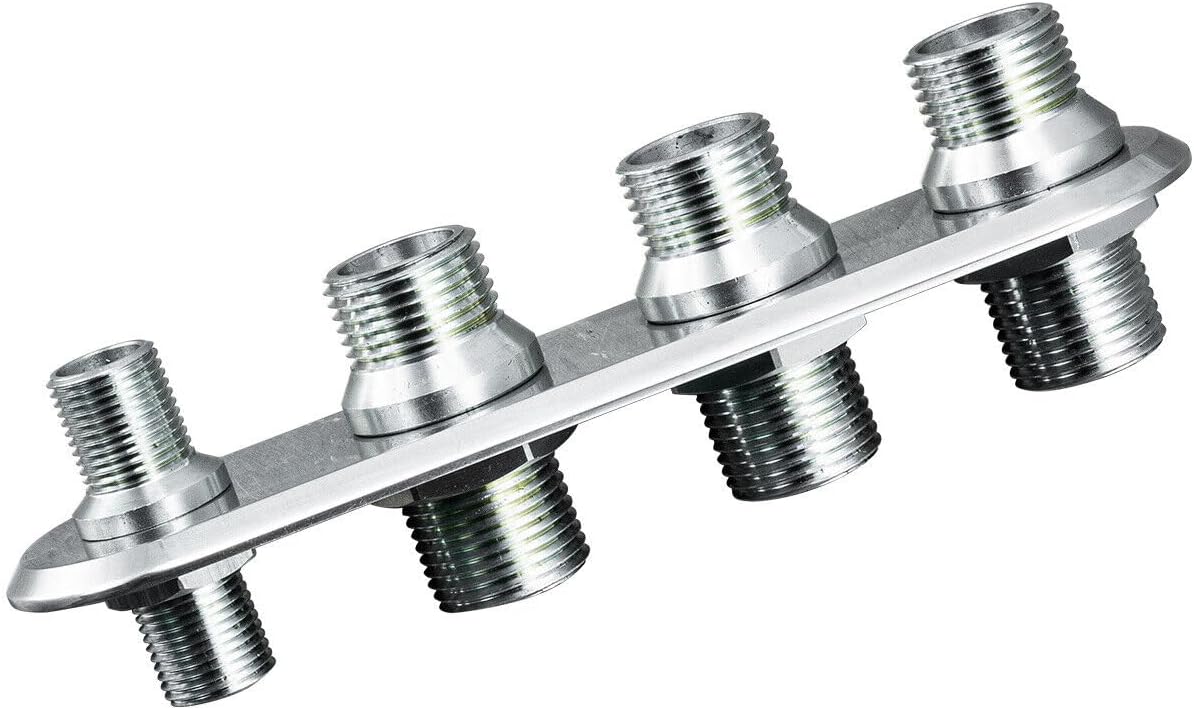 1 pc 4 Port Billet Aluminum Firewall Heater Hose AC Bulkhead Fitting A/C Bulkhead In –Line Silver