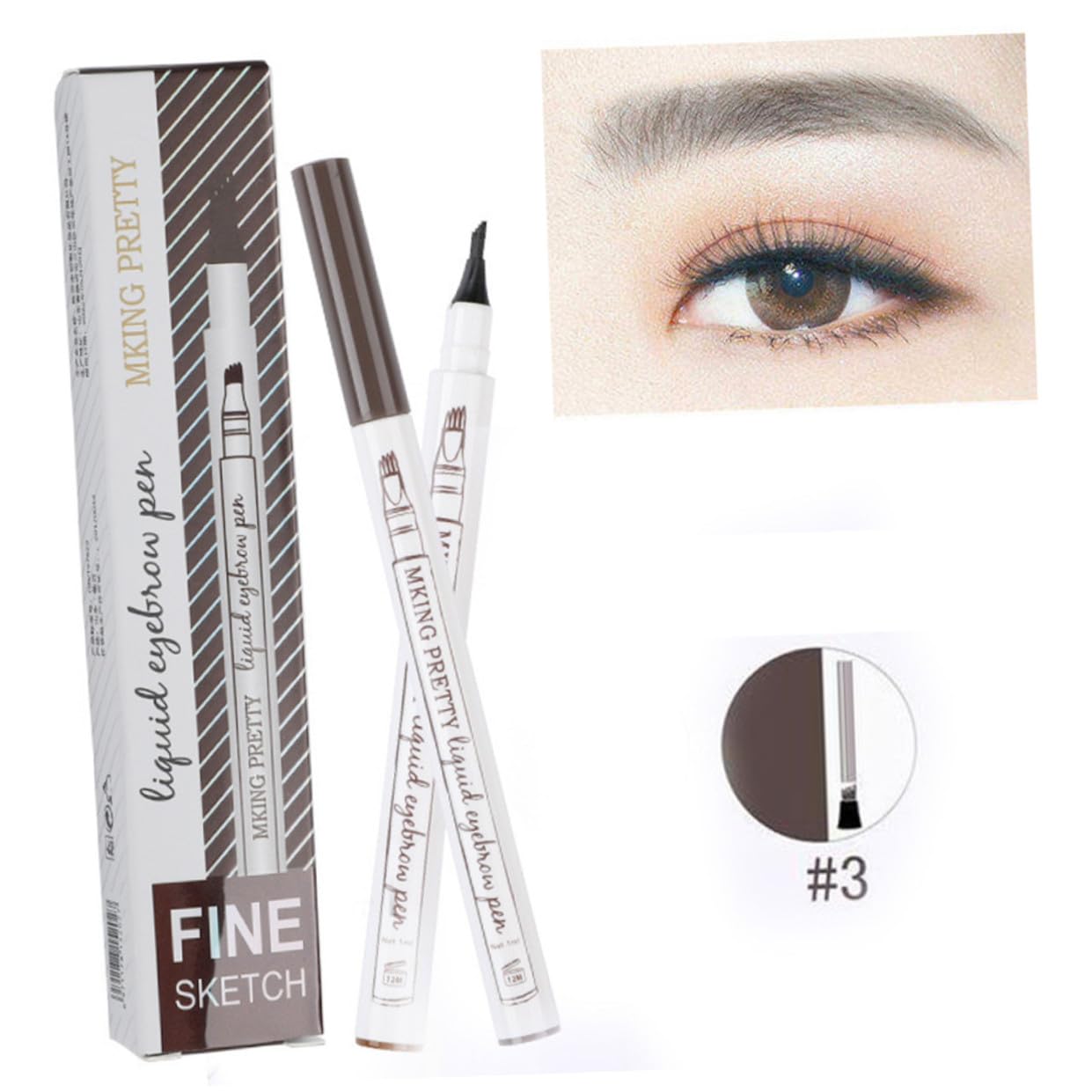 minkissy 12pezzi Penna Sopracciglia Denti Makeup Naturale Per Sopracciglia Castagno Marrone Scuro Nero