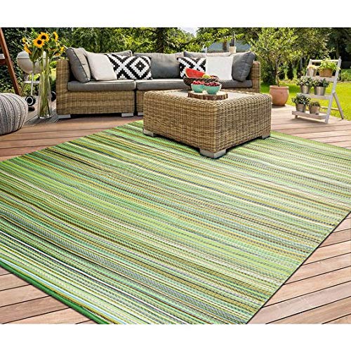 SMM006 Reversible Outdoor/Indoor Plastic Rugs - Easy to Clean and Carry，Waterproof Protable Outdoor Mat, Perfect for Picnics, Cookouts, Camping, and The Beach-（Green，8x10）