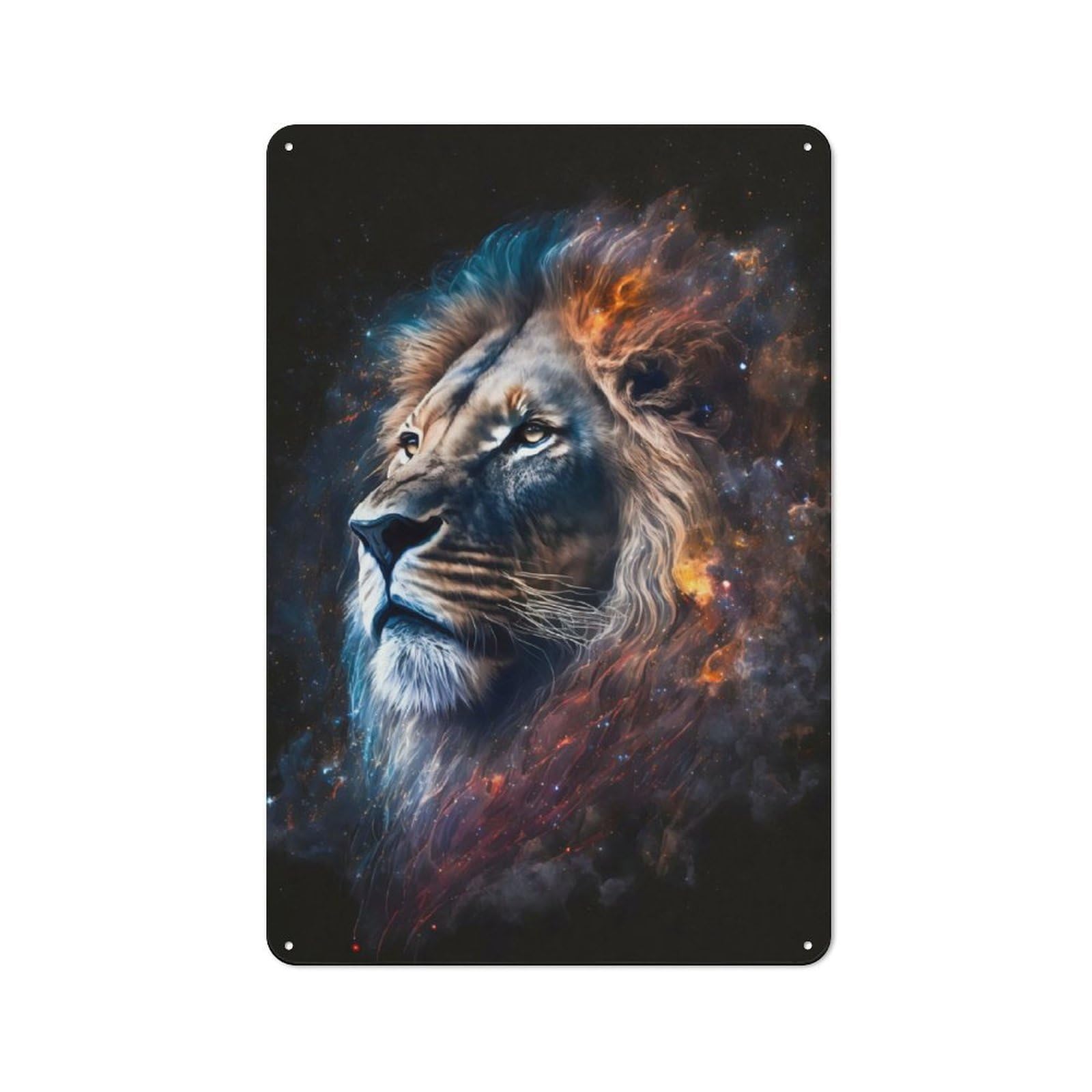 Galaxy Cosmic Lion Face Rustic Metal Sign 30x20cm, Country Vintage Country Wall Plaque for Cottage, Kitchen, Hallway Or Breakfast Nook