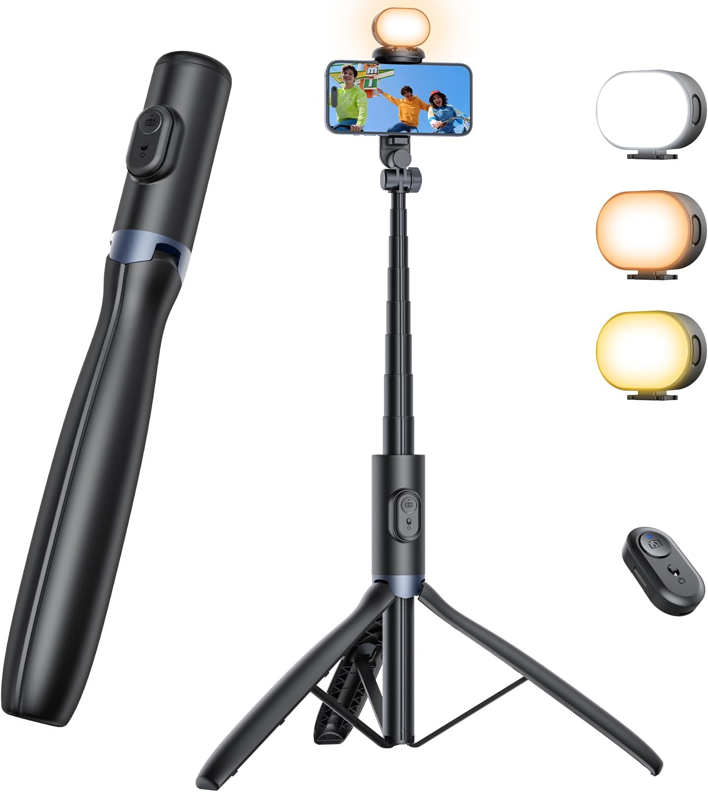 ANXRE 172cm/67.7" Phone Tripod with Light, NT99 Selfie Stick for Cell Phone＆Camera, Photography Lighting Stand for Filming Video Recording, Selfie Stick Tripod Compatible with Smartphone Camera Gopro
